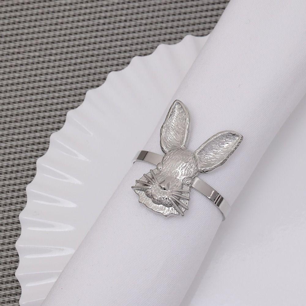 4pcs Golden Rabbit Napkin Rings Multipurpose Napkin Buckles Bunny Napkin Holder  Home Decoration