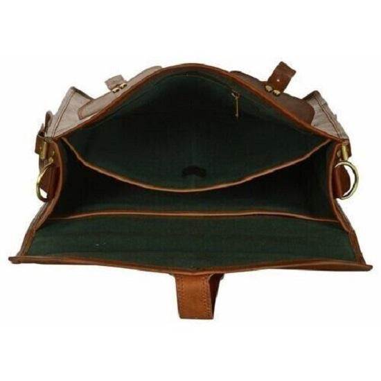 Men's Genuine Vintage Brown Leather Messenger Bag Shoulder Laptop Bag Briefcase