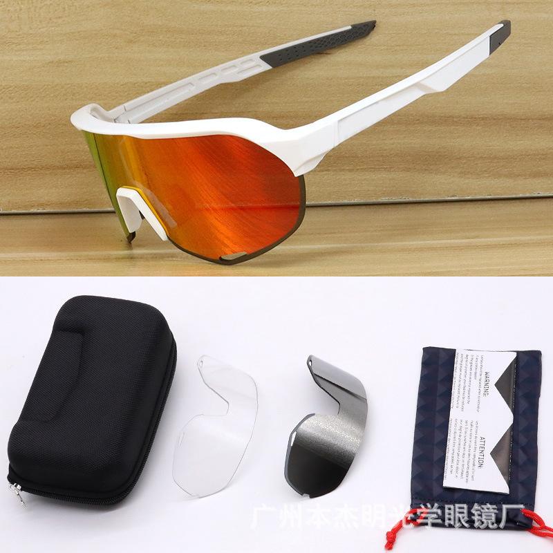

Sunglasses3Windproof lenses for cycling, mountain and road bike riding glasses, polarized, UV protection, for running S2White frame red film（