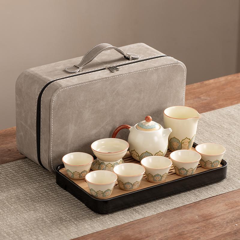 Dragon Egg Teapot Huang Ru Kiln Travel Kung Fu Tea Set Household Portable Teacup Teapot Light Luxury Business Gifts