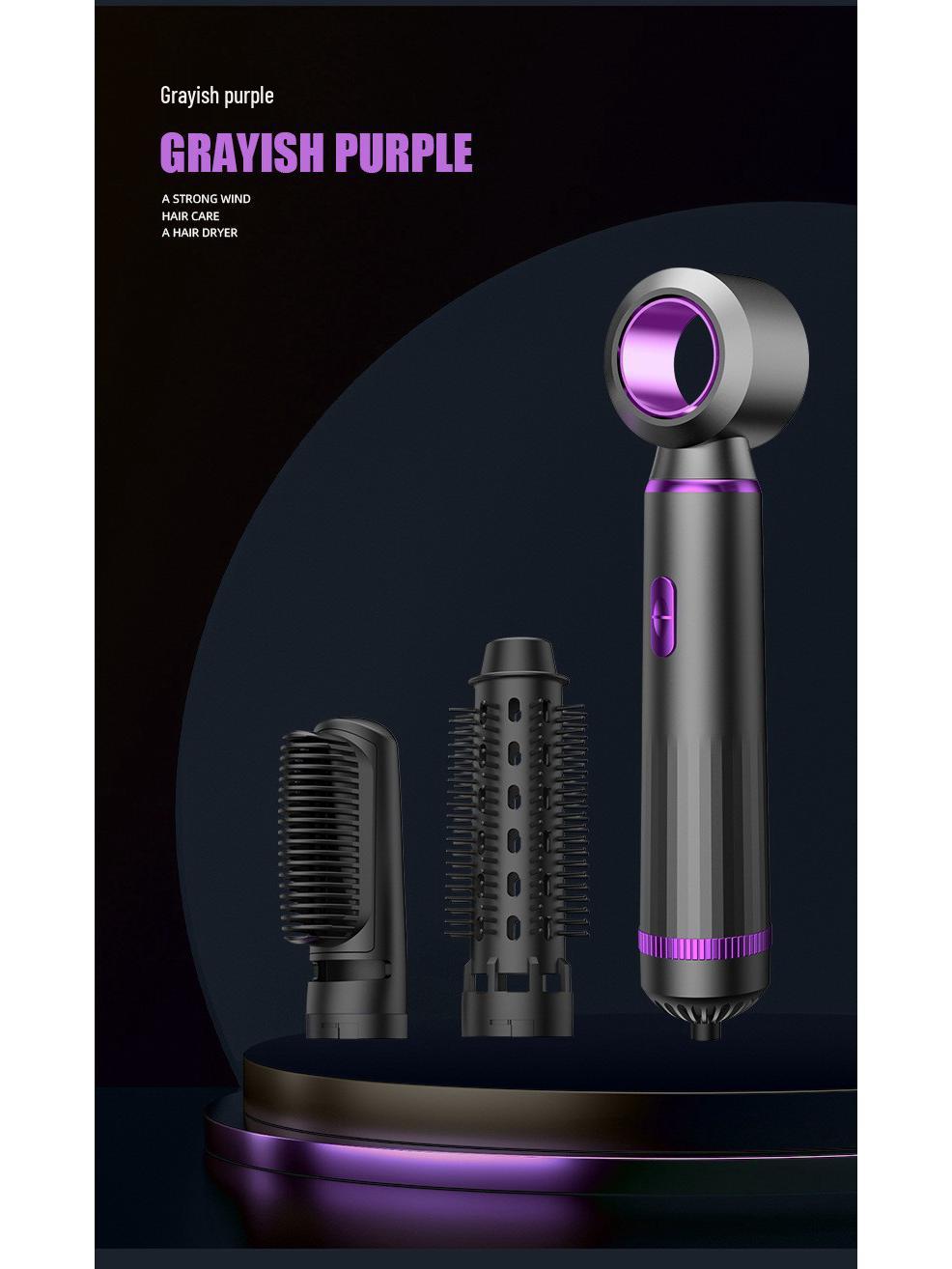 

Multifunctional 3-in-1 Hot Air Brush: Automatic Curling Iron, Straightener, and Hair Dryer. сірий колір