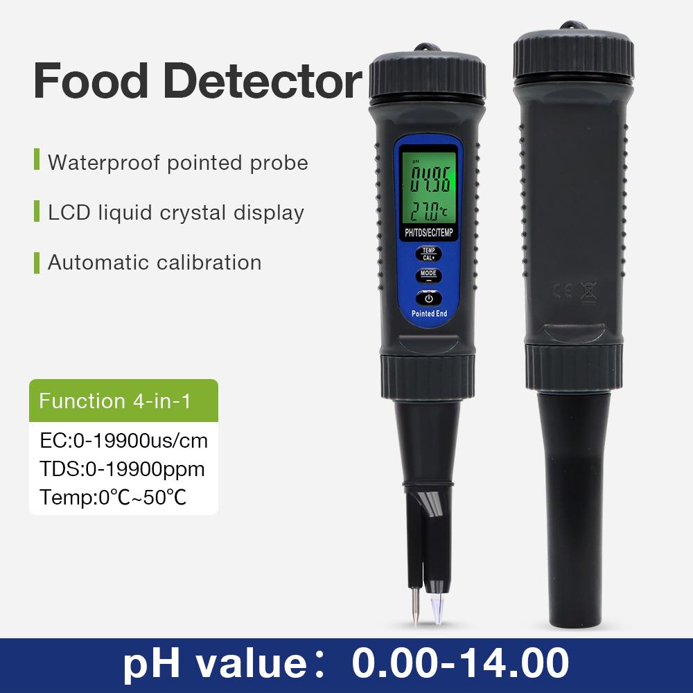 

Новый цифровой pH-метр для продуктов 4 в 1 ЖК-дисплей EC TDS Темп pH-метр Тестер почвы Тестер pH для фруктов напитков сыра теста