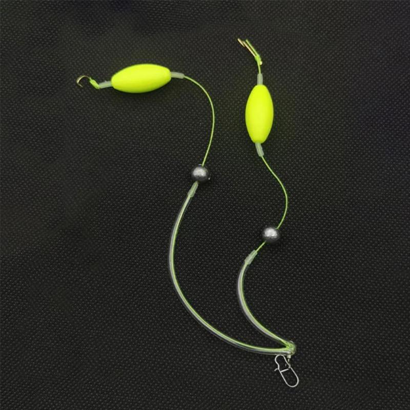 Carp Fishing Hooks Set with Buoyancy Ball, Reverse Bottom Double Hook, Finished Sub-Line for Crucian Carp & Wild Fishing