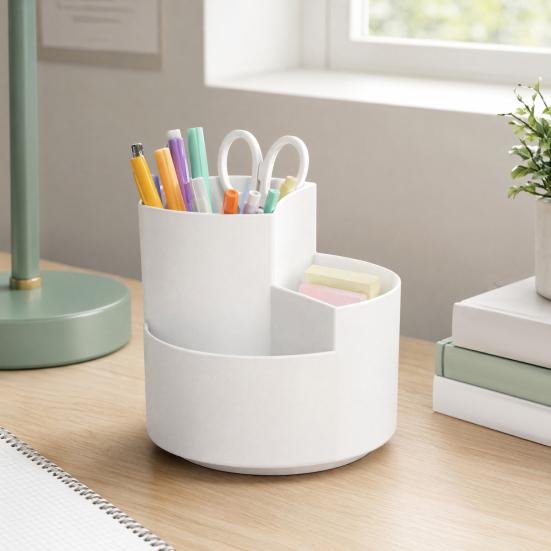 Yousheng 360 Degree Rotating Pen Holder, Large Capacity Multi-compartment Pen Holder, Desktop Organizer for Office School Home