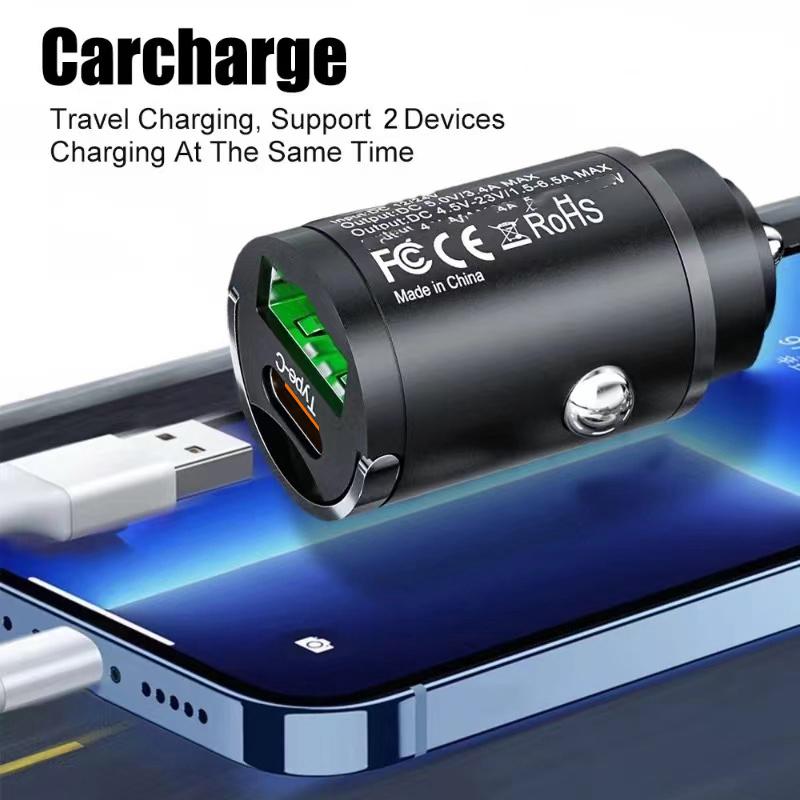 100W Mini Car Charger Lighter PD Fast Charging Charger Adapter QC3.0 Mini USB Type C Car Mobile Phone Charger For Samsung Huawei