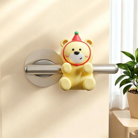 Cartoon Bear Door Bumper Adhesive Free Door Handle Stopper Wall Protector Soft Shock Absorbing Door Stops Anti-collision Pad Decorative Cushion