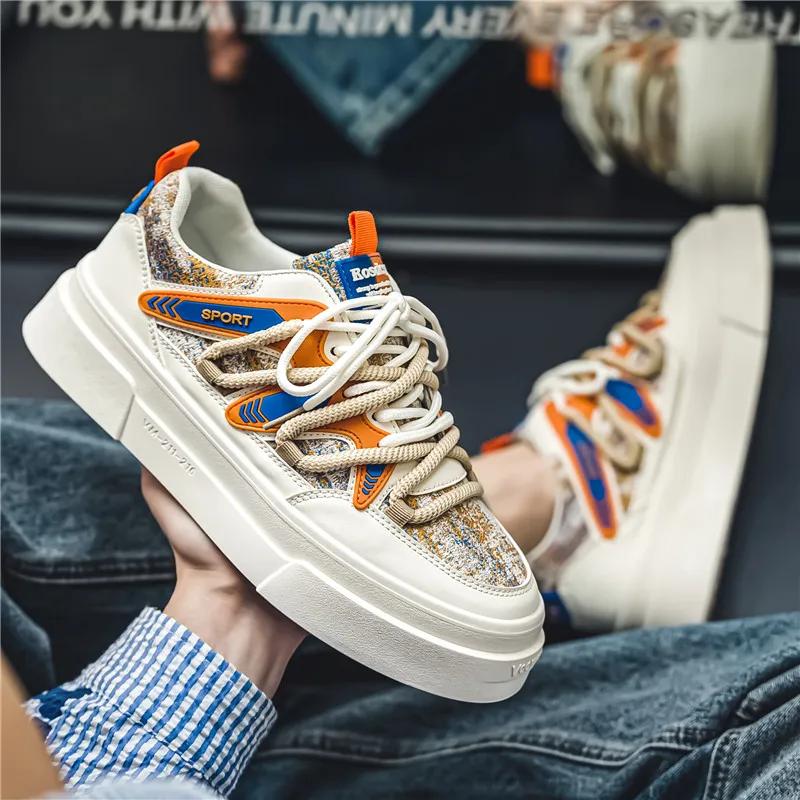 Shoes Men Sports and Leisure Male Sneakers Loafers Men's Sneakers Skateboard Apring and Autumn New Thick Bottom Casual Shoes