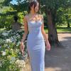 Sexy Slim Halters Printed Backless Dress Women