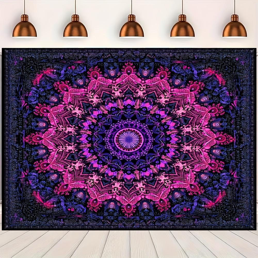 1 sztuka, żywy gobelin Mandala w stylu boho - wzory niebieskie i czerwone, odpowiedni do dekoracji wewnątrz/na zewnątrz