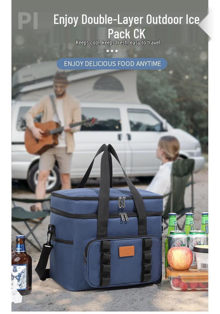 Large-Capacity Double-Layer Insulated Picnic Bag with Thick Aluminum Foil