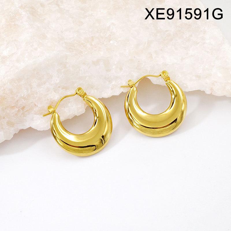 European Luxury 18K Gold-Plated Titanium Steel Earrings