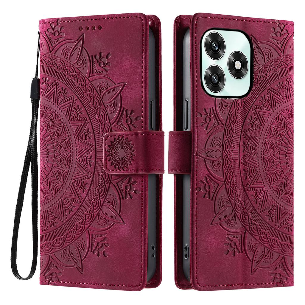 Phone Case For Honor Play10A 4G / X5c Plus 4G / X5c 4G Imprinted Totem Skin Feel Wallet Leather Phone Cover with Hand Strap