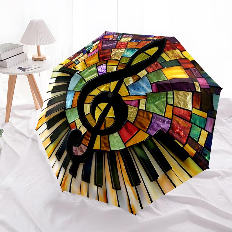 1PC Musical notes Umbrella Portable Folding Umbrella Iron Frame Hole Bone Structure Outdoor Home Umbrella A3