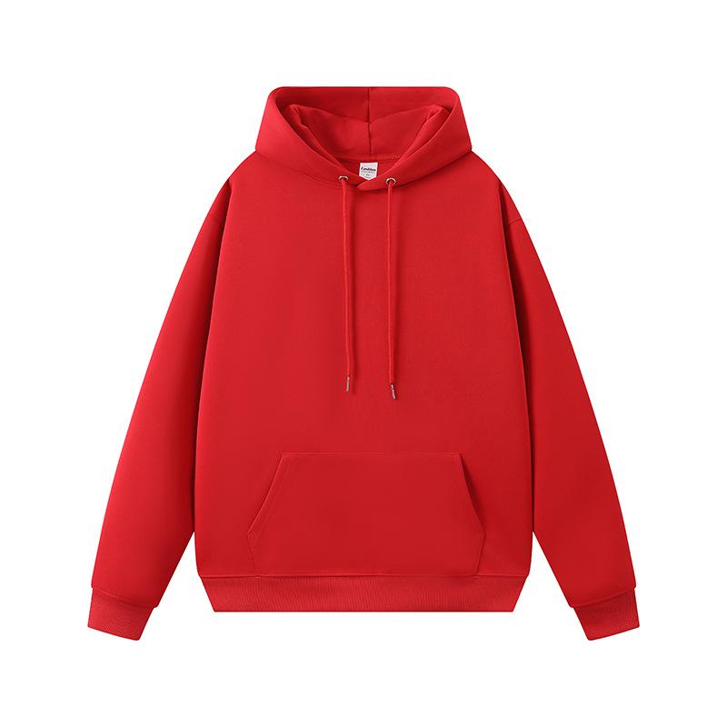 Men's and Women's Warm Cotton Hooded Sweatshirt - Plain Color, Loose Fit, Autumn Winter Style