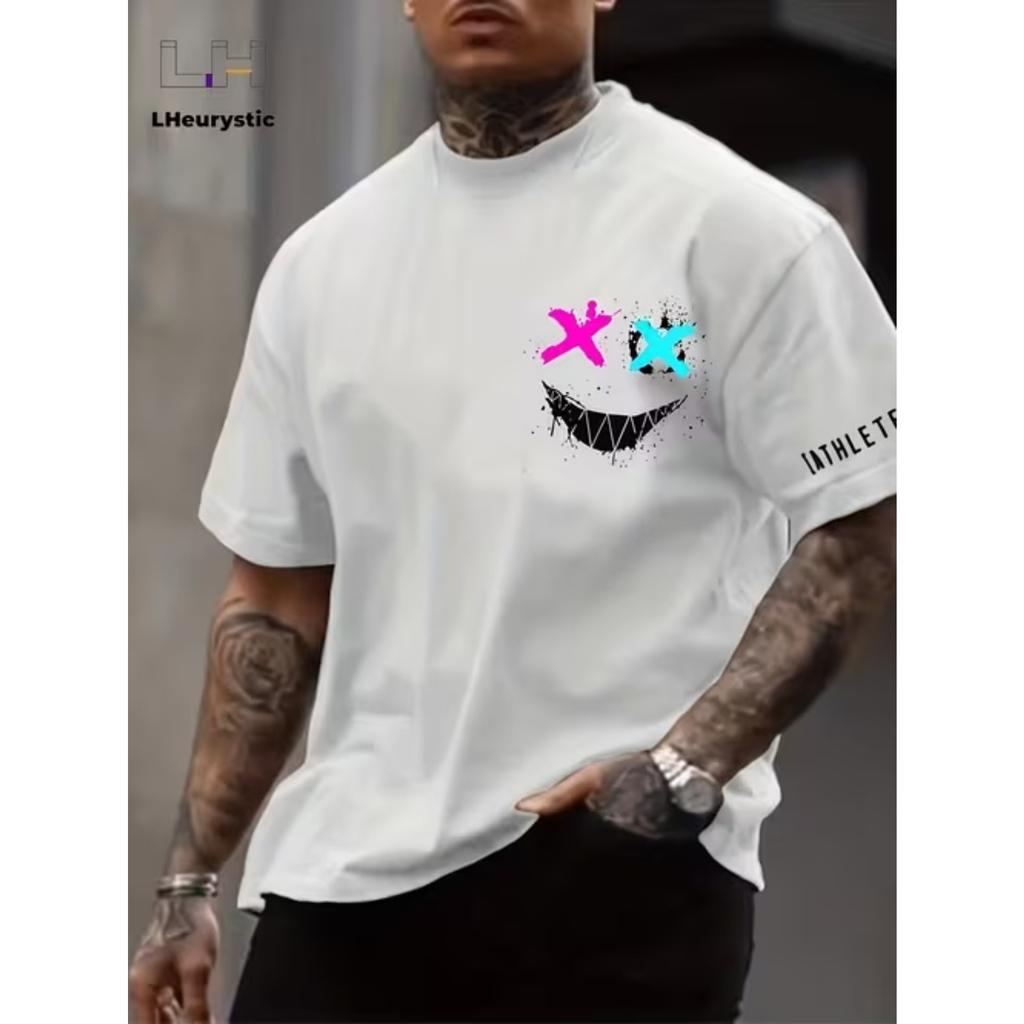 New Summer Men's Fashion T-shirt Personality Simple Pattern Printed Men's T-shirt Top