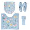 4-Piece Toilet Mat Set, Made In Japan, Scandinavian Style, Suitable for Both Heated and Washing Toilets, Dorenimo Blue, Yellow for Good Fortune, Feng