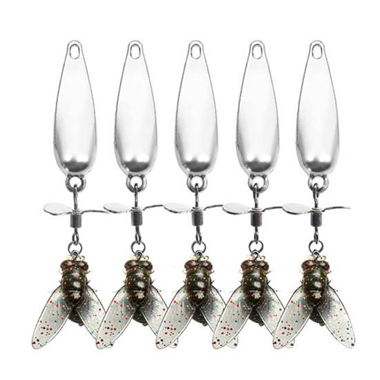 5Pcs Metal Propeller Fishing Lures Compact Portable Easy to Use Fly Spinning Propeller Metal Sequin Hard Baits