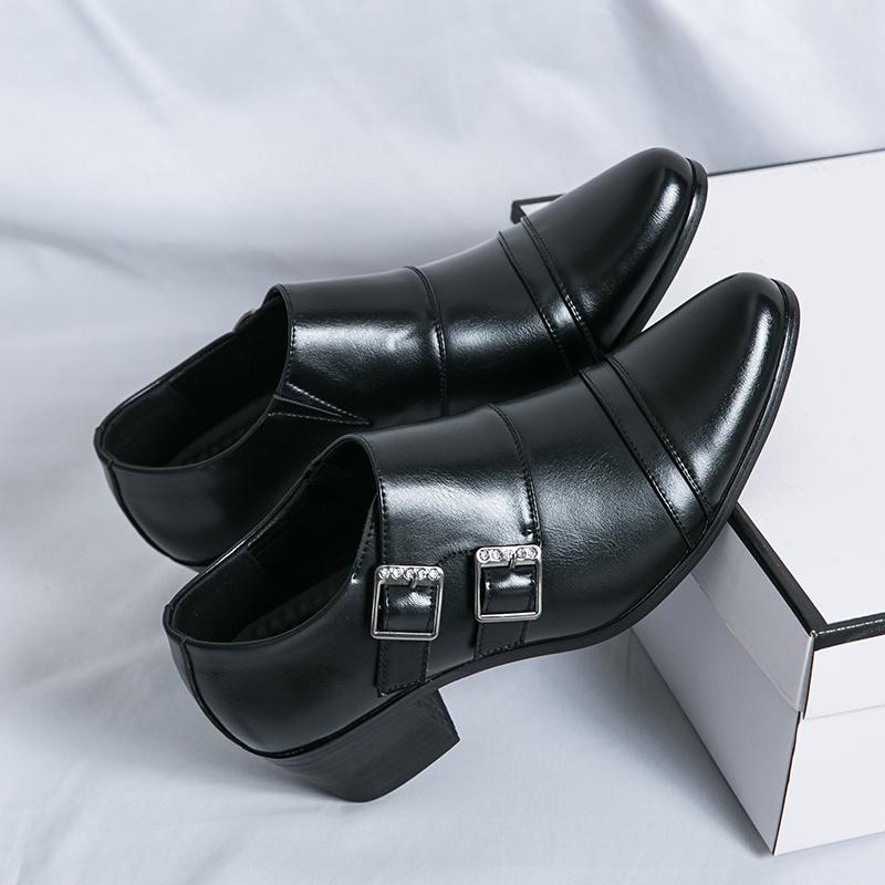 Fashion Men Italy Style High-heeled Fashion Casual Business Formal Leather Shoes Men Pointed Heightening Shoes Senior Casual Party Shoes