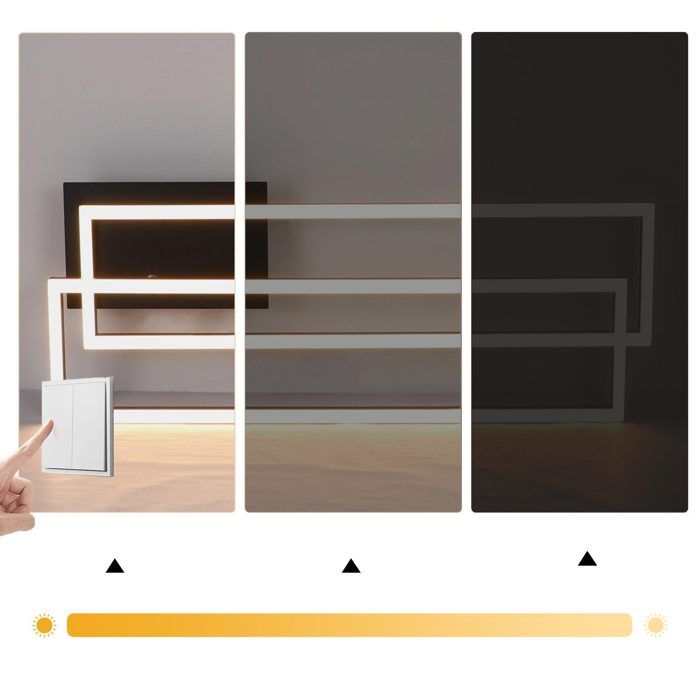 Plafonnier LED - NETTLIFE - 2 cadres rectangulaires - 32W - 3000K (blanc chaud) - Noir