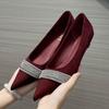Luxury Rhinestone Satin Designer Brand High Heels Women Sexy Pointed Toe Soft Leather Wedges Shoes Elegant Comfortable Pumps
