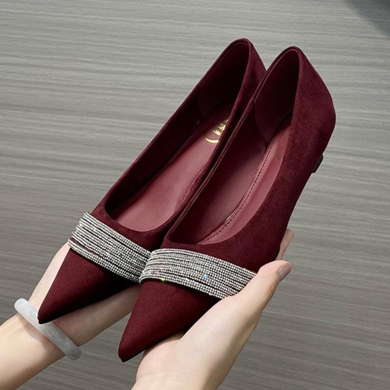 Luxury Rhinestone Satin Designer Brand High Heels Women Sexy Pointed Toe Soft Leather Wedges Shoes Elegant Comfortable Pumps