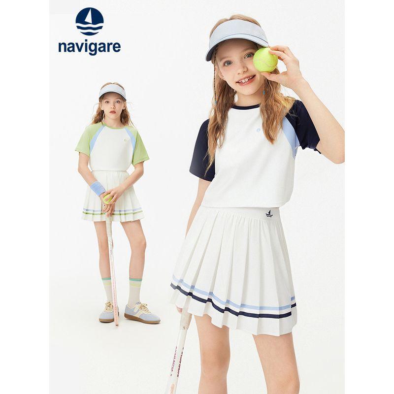 Navigare Italian Small Sailboat Girls' Pleated Skirt 2026 Summer Children's Sports Skirt