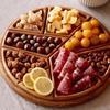 Wood Serving Tray Divided 8-Section Snack Dessert Platter Food-Grade Safe Round Serving Plate for Appetizers Nuts Dips Picnic