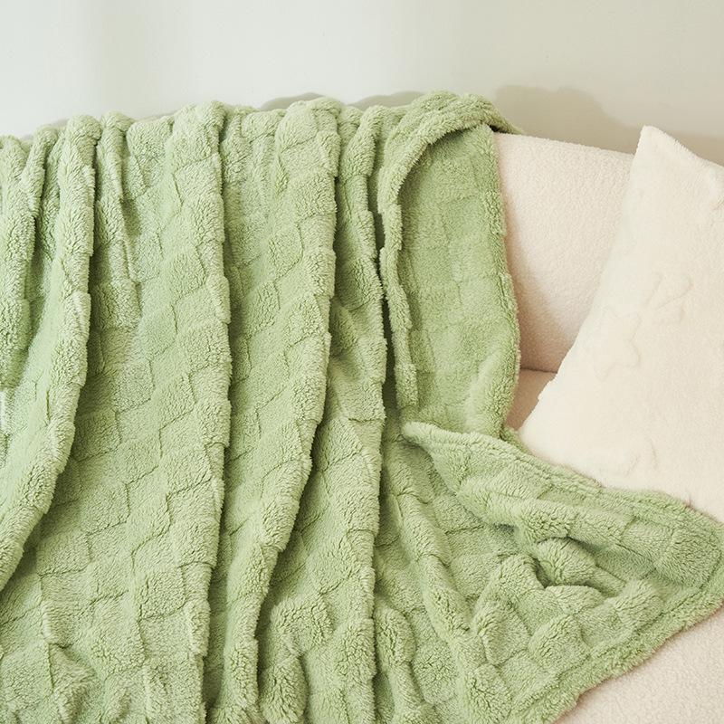 Class A Milk Fleece Blanket Office Nap Blanket Small Blanket Sofa Throw Flannel Waffle Weave Lightweight Air-Conditioning Blanket