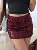 European-American Slimming Red Sequin Hip-Hugging Skirt: New Style, Eye-Catching Solid Color