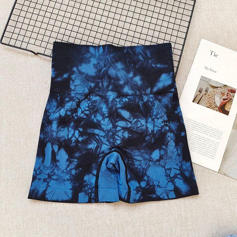 Fashion Style New Arrival Tie-Dye Yoga Pants Female Peach High Waist Hip Raise Pants Breathable Seamless Running Sports and Fitness Shorts