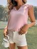2023  V-neck Patchwork Lace Sleeve Blouse Women Fashion Casual Vest Tops Woman Hollow Out Loose Simple Ladies Shirts 30611