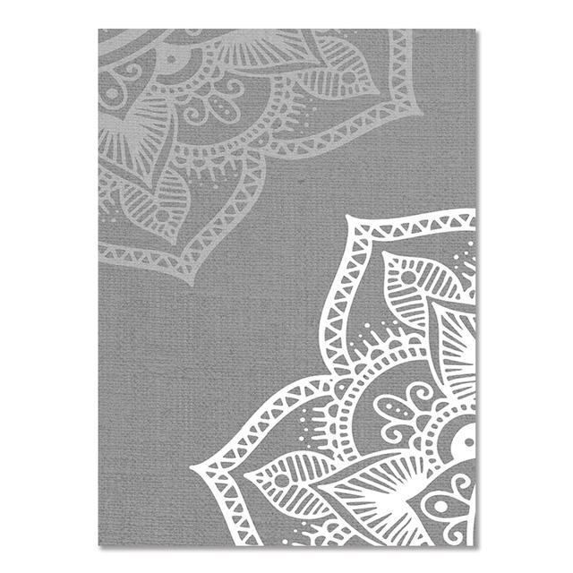 Bohemia Mandala Floral Grey Posters Canvas Painting Islamic Wall Art Print Pictures for Interior Yoga Living Room Decoration