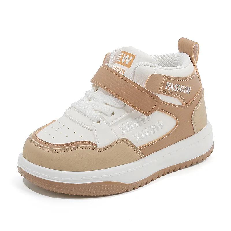 

Zapatillas Kid Sneakers Spring Autumn New High Top Girl Casual Shoe Soft Sole Boy Single Shoes Lightweight Skate Shoes Kid Shoes 21-insole14cm хаки