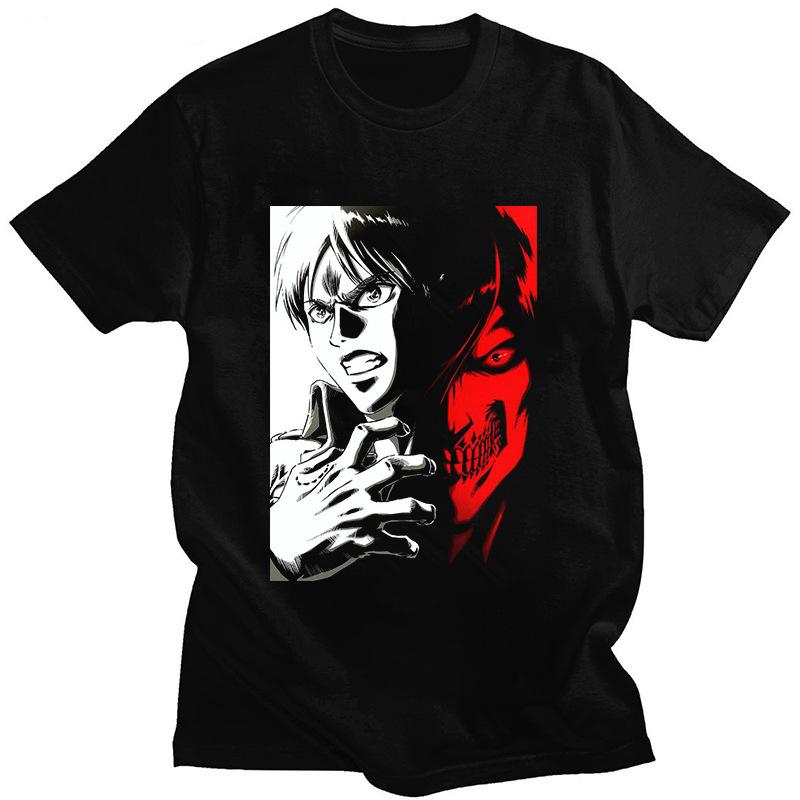 Japanese Anime Attack On Titan Men's T-shirt, Fashionable Short-sleeved Pure Cotton Personalized T-shirt for Men