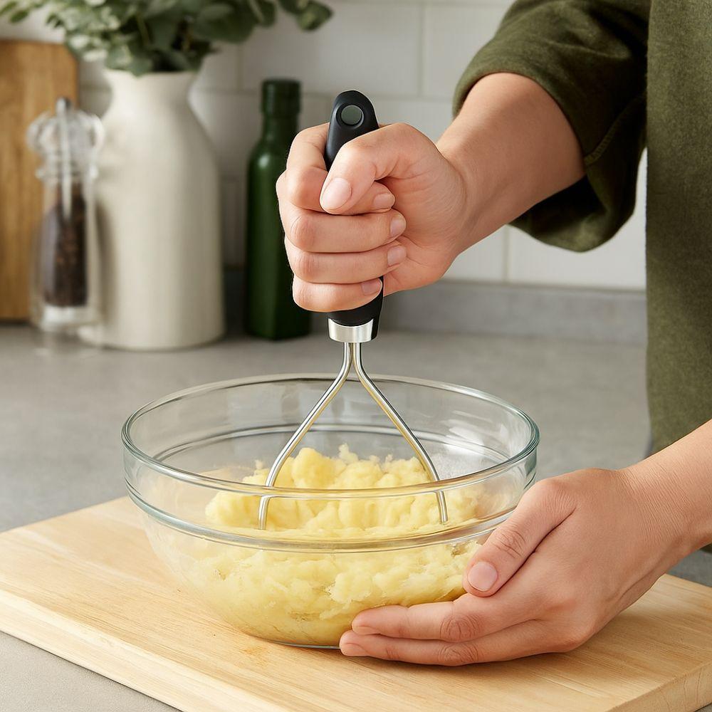 Stainless Steel Manual Potato Masher Wave Heavy Duty Mud Press Masher Multifunctional Durable Vegetable Crusher Children Food