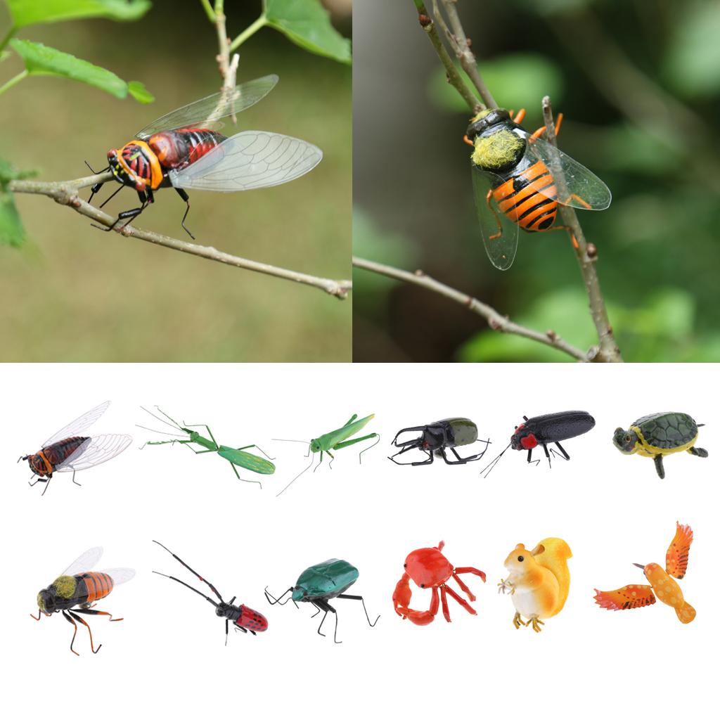 MagiDeal Artificial Lifelike Insects Model Cicada Figurines Home Garden Art Craft Decor DIY Tree Decor Kids Play Toy