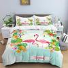Animal Flamingo King Queen Duvet Cover Cartoon Pink Tropical Bird Bedding Set For Kids Teens Aduls Blue Soft 2/3pcs Quilt Cover