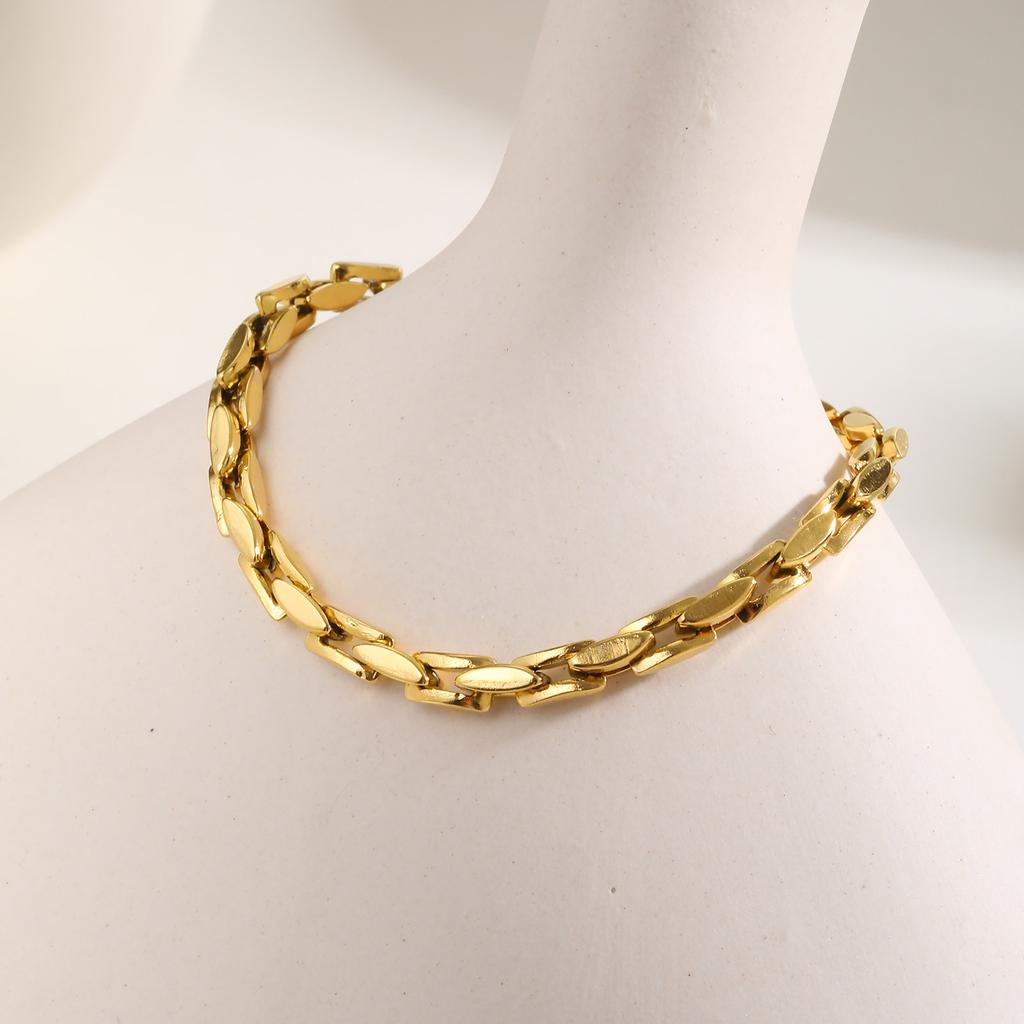 Stainless Steel Handmade Chain Gold Bracelet Simple Fashion Personality Women 2324