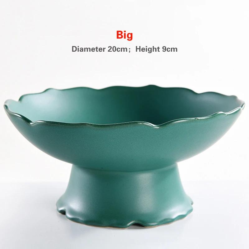 Living Room Household Snacks Tribute Plate Bowl Light Luxury Tea Table Blue and White Ceramic High Foot Tea Tray Fruit Plate