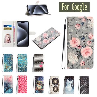 Funda Cartera de Cuero PU con Patrón 3D para Google Pixel 6,6a,6 Pro,Pixel 7,7a,7 Pro,Pixel 8,8a,8 Pro,Pixel 9,9a,9 Pro,9 Pro XL