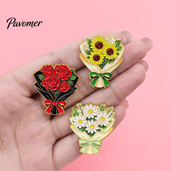 Artistic Floral Gift Bouquet Brooch Pin for Women, Enamel Romantic Flower Jewelry, Durable Zinc Alloy Lapel Coats Dresses And Scarves