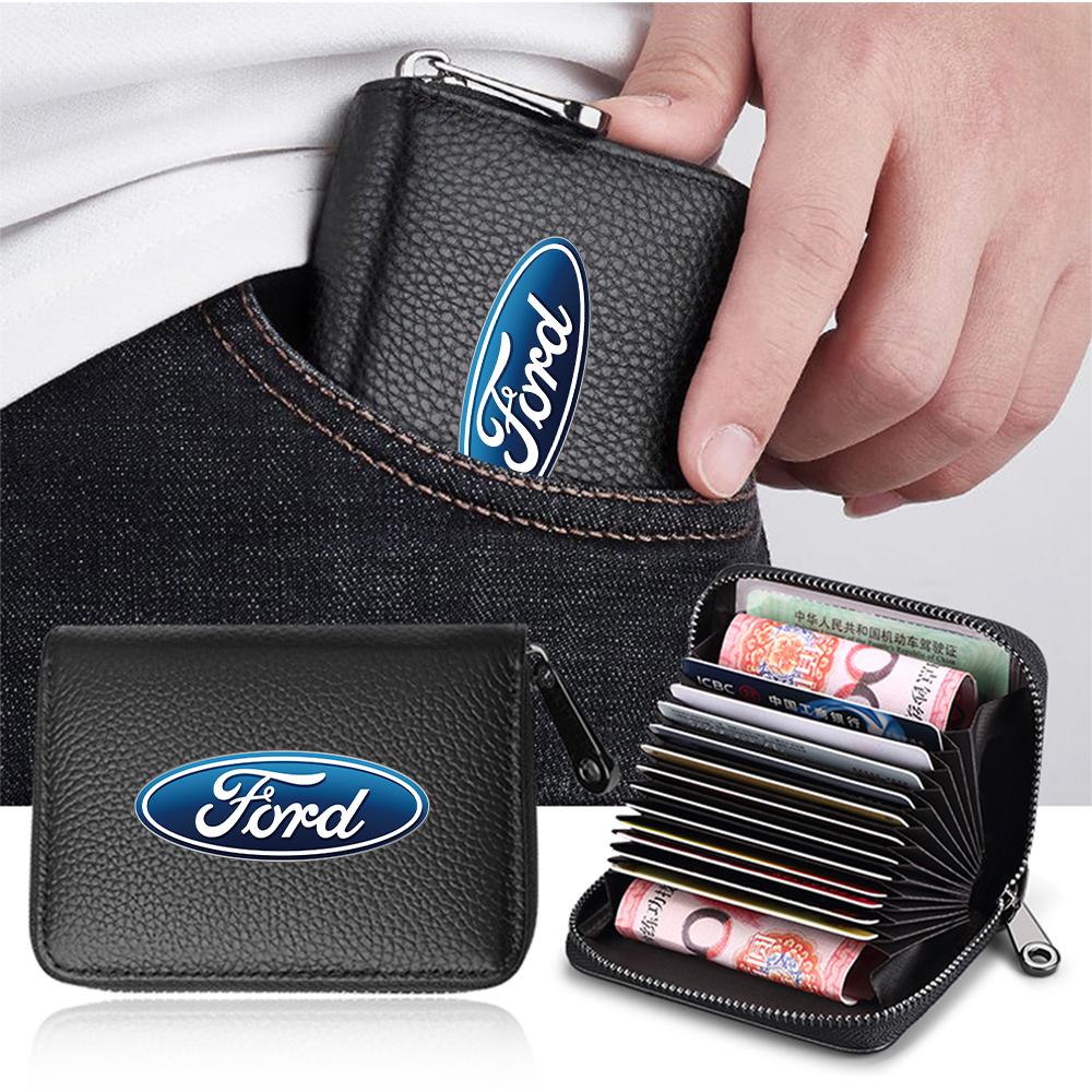 AAAMR1 Car Multifunction Organizes Wallet Driver License Credit ID Card Holder Bag For Ford ST FOCUS 2 3 Mondeo Fiesta Kuga MK2 MK3 MK4