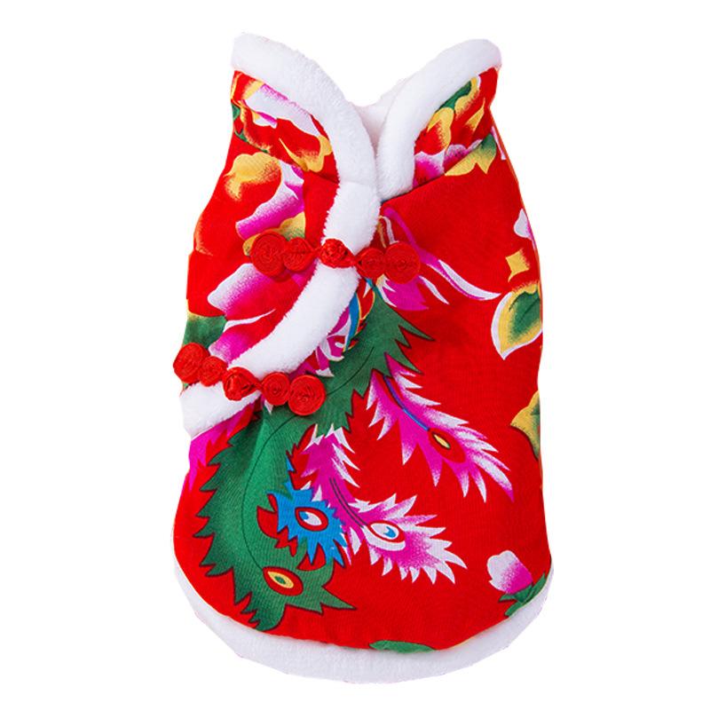 Nordost große Blume gepolsterte Jacke große Hundekleidung goldener Haarrand Hütehunde mittelgroße und große Hunde Herbst und Winter warm zweibeinige Haustierkleidung