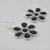 Faceted Black Onyx Earrings, Flower Design Earring, 925 Sterling Silver Handmade Earring, Gift for Her, December Birthstone