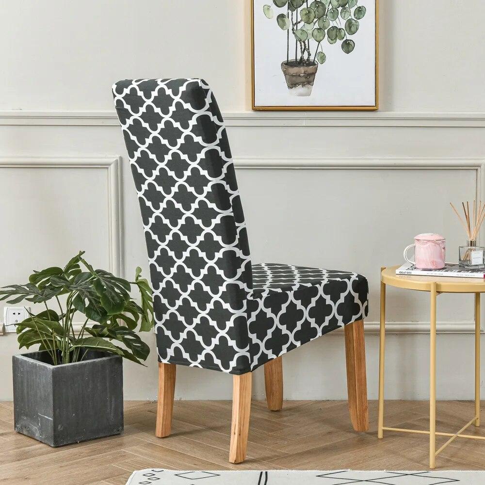 XL-Größe Esszimmerstuhlbezug, Blumendruck, große Größe, Stretch, lange Rückenlehne, Stuhlkissen, Möbelschutz, staubdichter Sitzbezug