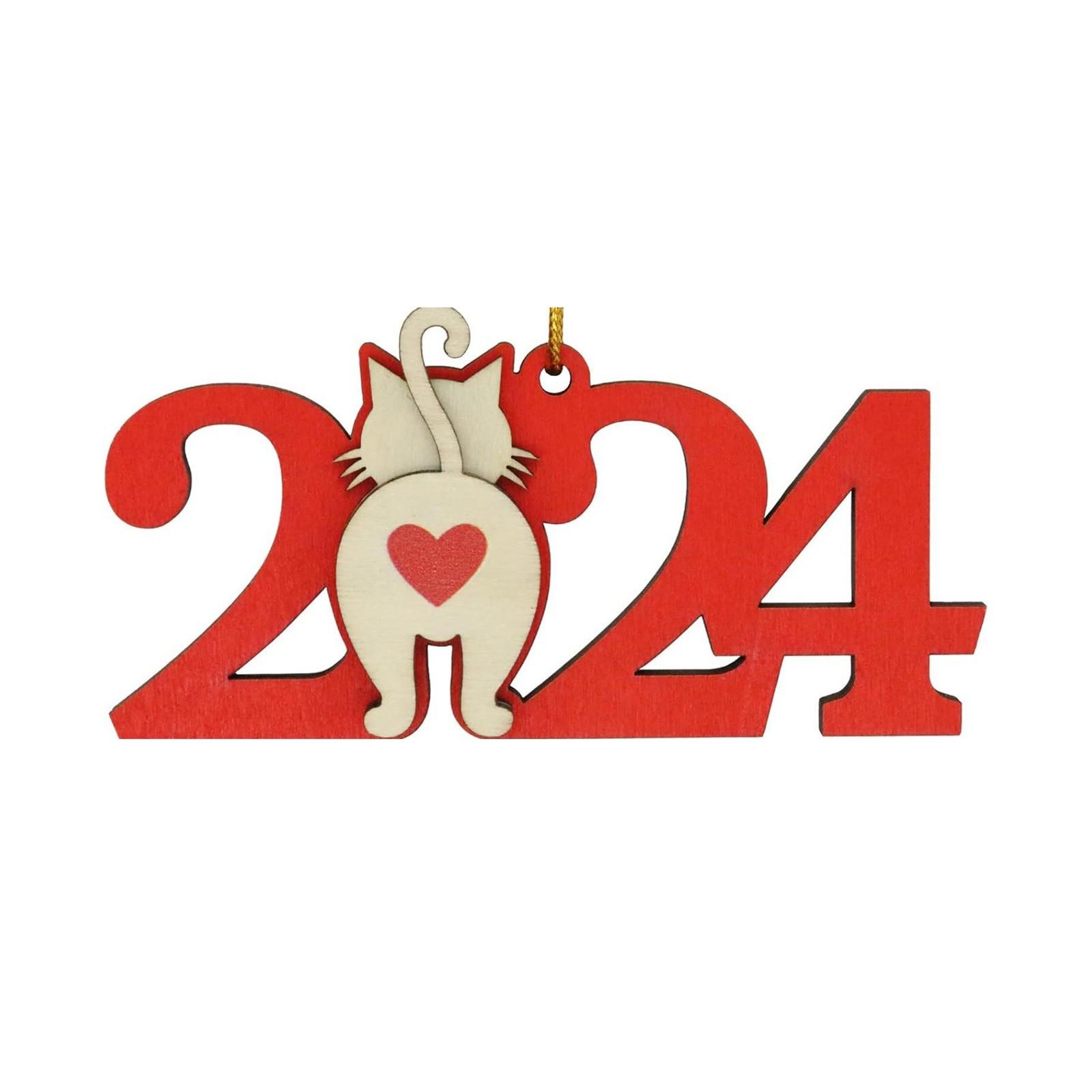 

2024 Christmas Tree Wooden Cat Ornaments 3 Wooden Christmas Ornaments