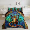 Magic Flying Dragon Duvet Cover Set Bright Colorful Fly Dragon Wildlife Kids Comforter Cover Outer Space Galaxy Men Bedding Set
