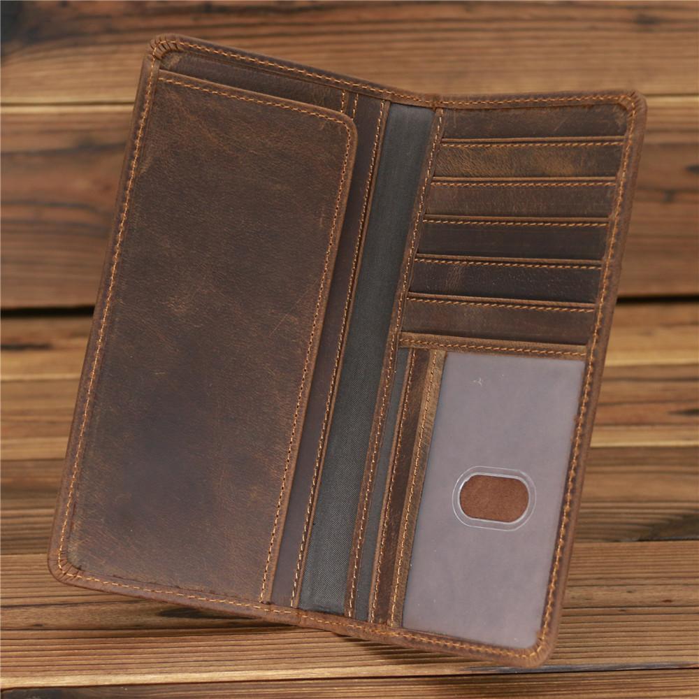 Wallet Men's New Crazy Horse Leather Long Wallet Head Layer Leather Leather Retro Card Bag