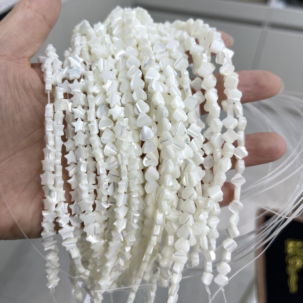 Natural White Mother-of-Pearl Star Bead Strand, 18 Cm, 8x8 Mm Shell Beads for DIY Jewelry Making (Bracelets and Necklaces)