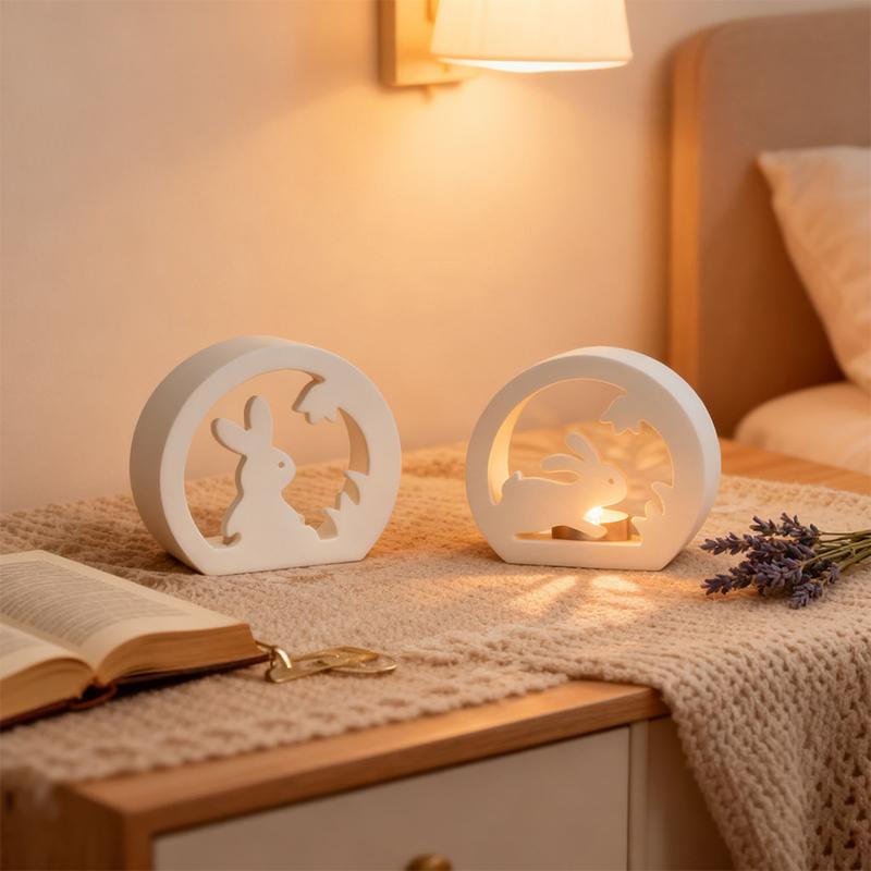 Easter Bunny Hollow Candle Holder Mold | Silicone Casting Mold For Desktop Decoration, No Electricity Needed
